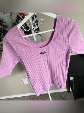 Vans Women's Ribbed Scoop Neck Tee in Lavender Pink